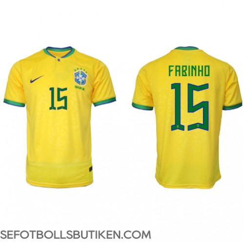 Brasilien Fabinho #15 Replika Hemma matchkläder VM 2022 Korta ärmar